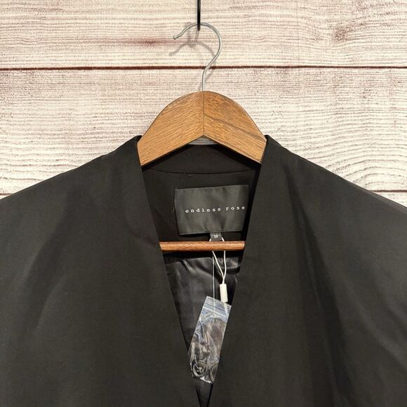 Endless Rose Open Front Black Tailored Single Button Blazer Size Medium - Picture 7 of 11